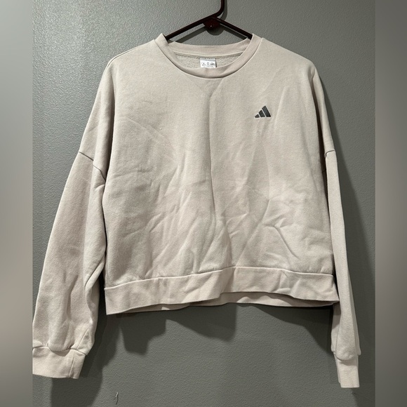 Adidas women's cropped sweatshirt, size M,cream color, relaxed style - Picture 3 of 6
